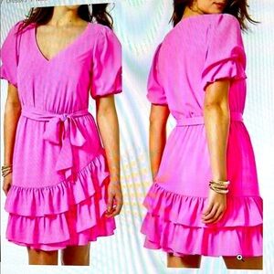 Vibrant Pink ruffled Martha Dress by Lilly Pulitzer Size 12